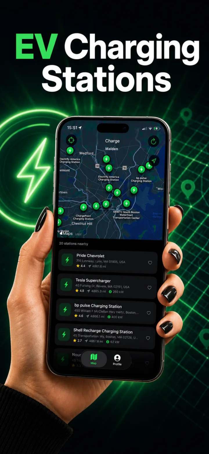 EV Charging Stations app — Live Map With Every Nearby Station