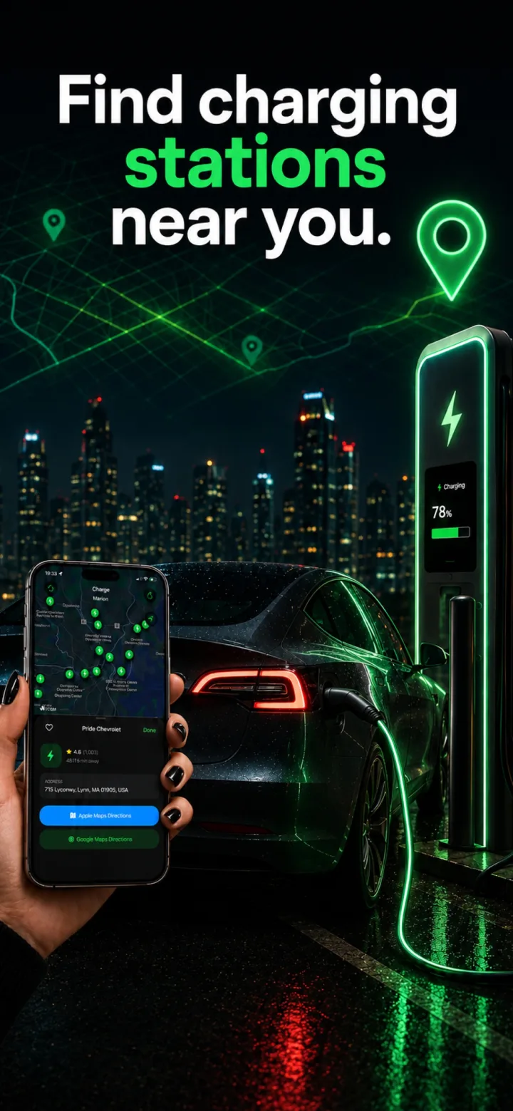 EV Charging Stations app — One Map, Any Car, Any City